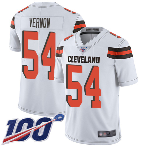 Cleveland Browns Olivier Vernon Men White Limited Jersey 54 NFL Football Road 100th Season Vapor Untouchable